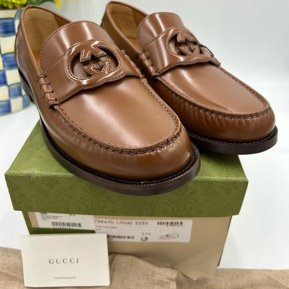 Men’s Gucci interlocking GG leather loafers size 11.5 made in Italy - Picture 3 of 10